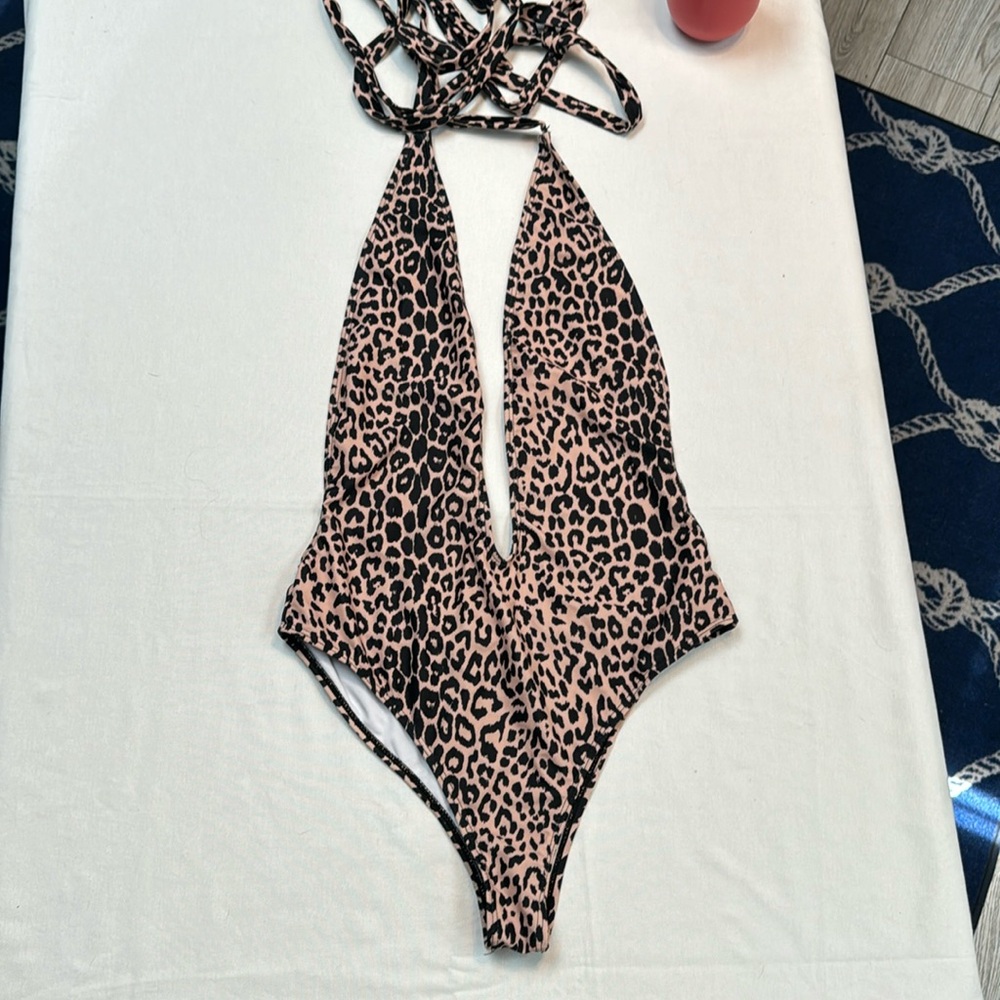 Cheetah wrap swimsuit cheeky